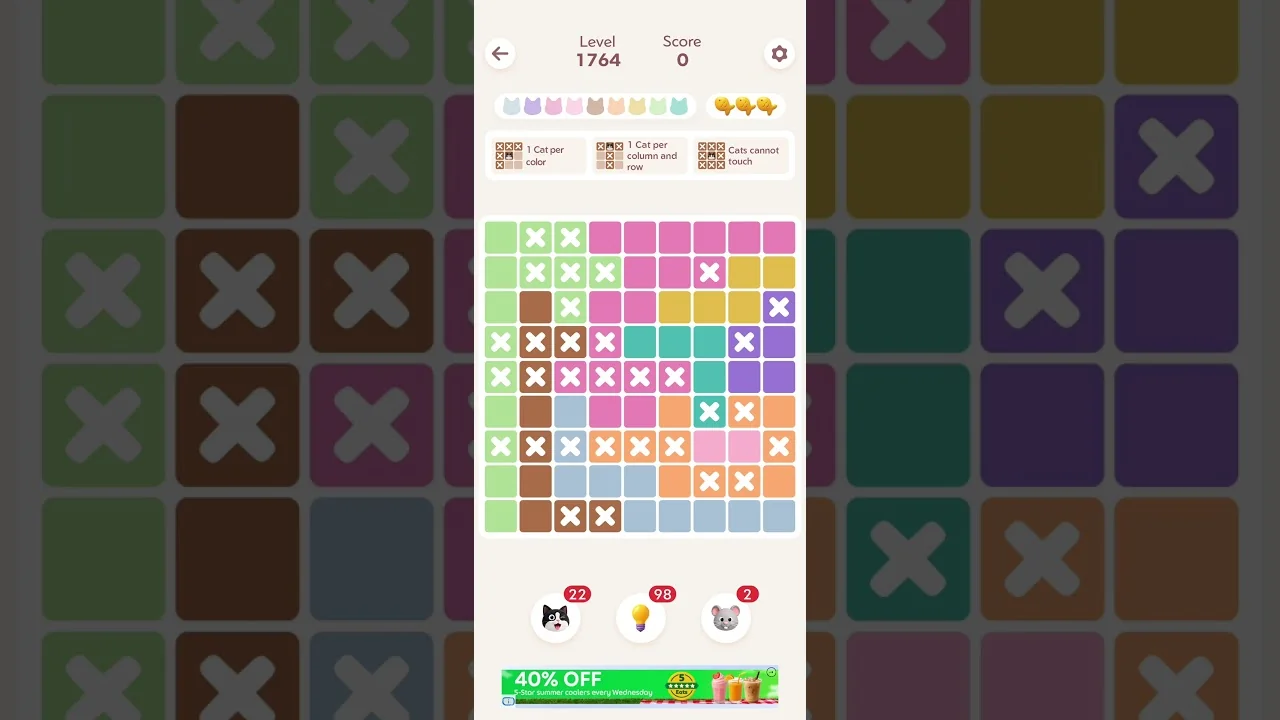 Meowdoku Level 1764 board layout