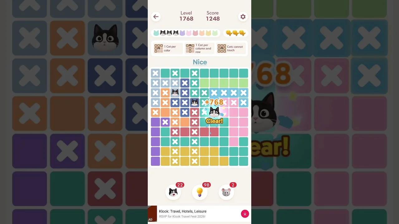 Meowdoku Level 1768 board layout