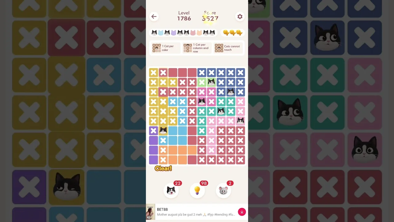 Meowdoku Level 1786 board layout