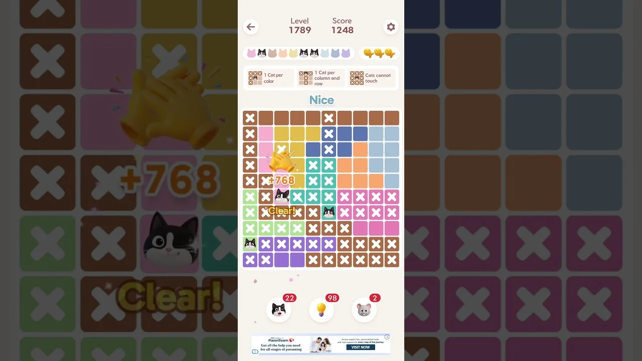 Meowdoku Level 1789 board layout