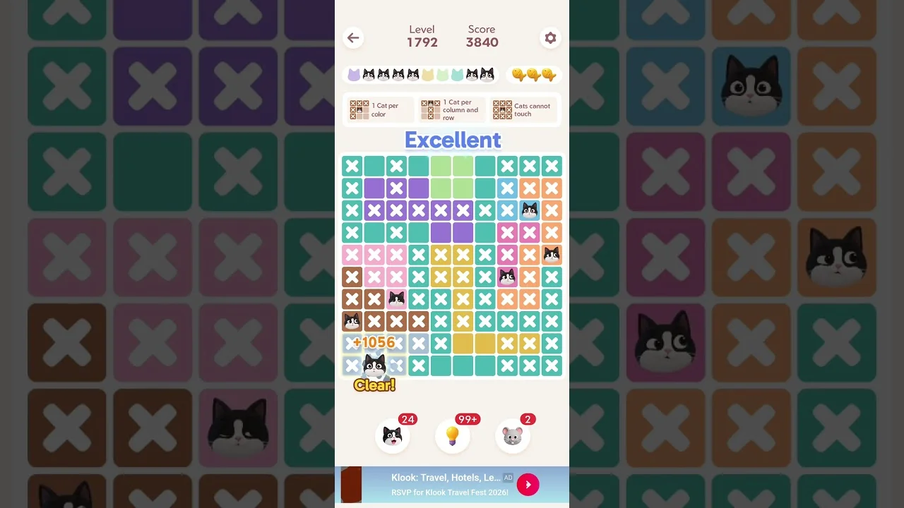 Meowdoku Level 1792 board layout