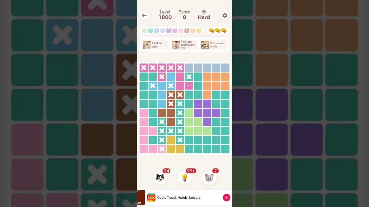 Meowdoku Level 1800 board layout