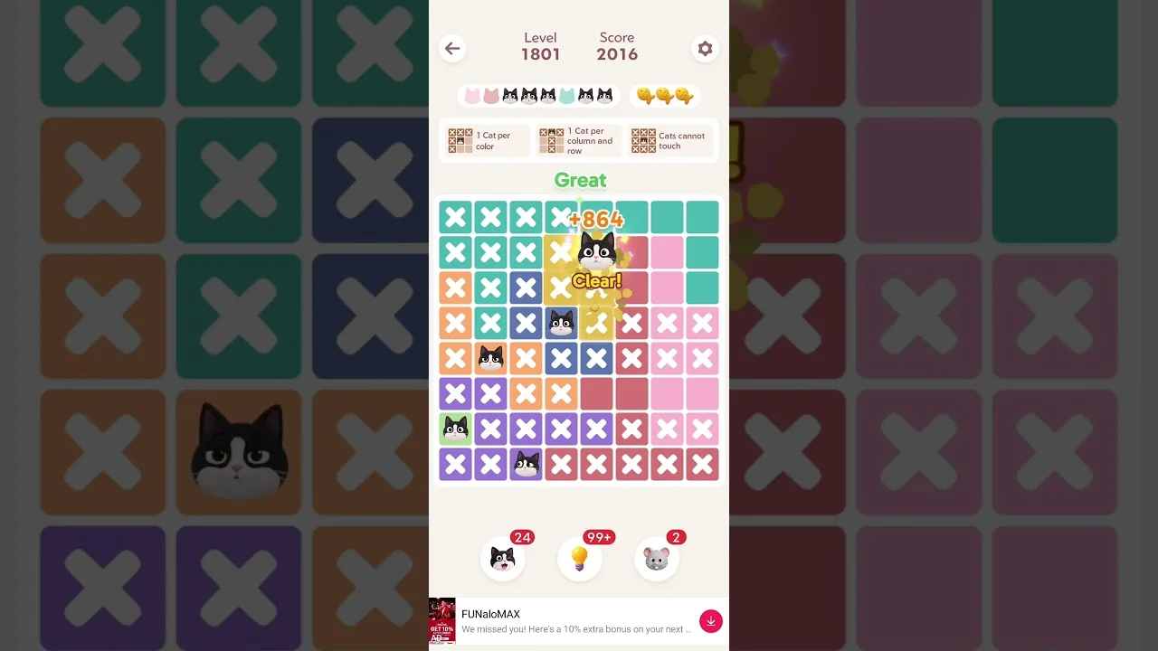 Meowdoku Level 1801 board layout