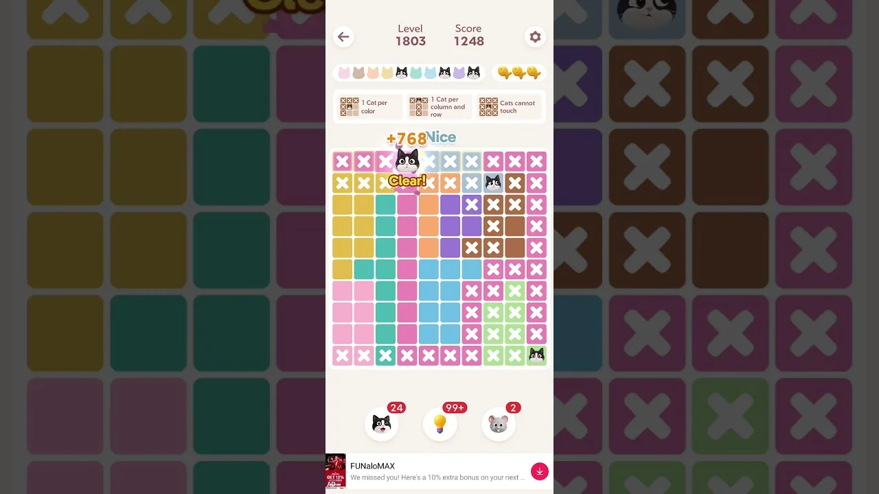 Meowdoku Level 1803 board layout