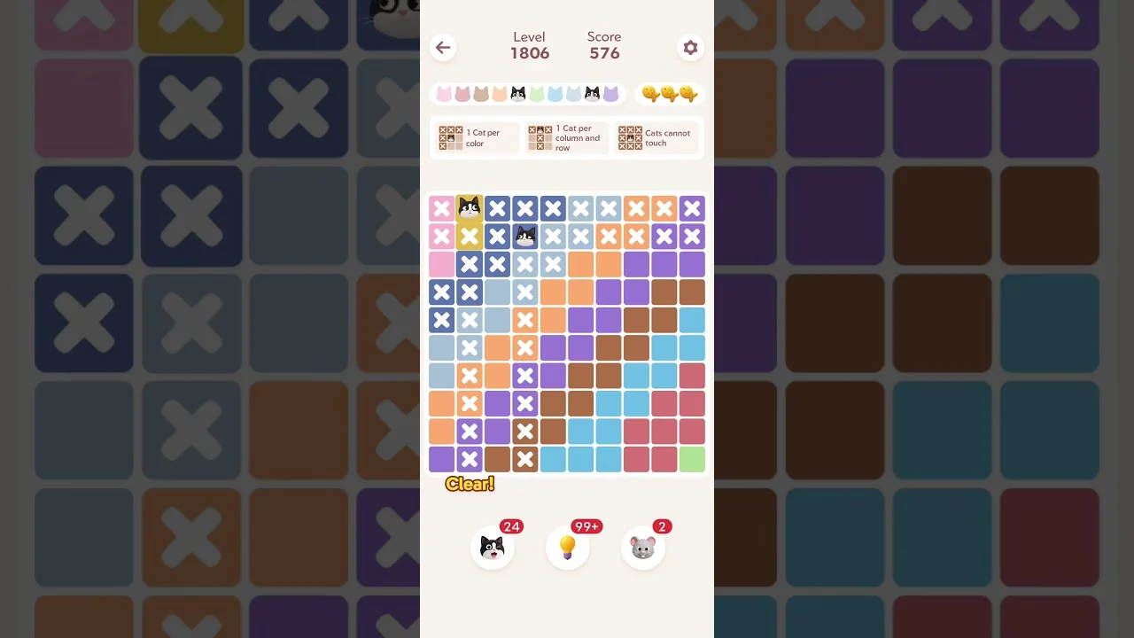Meowdoku Level 1806 board layout