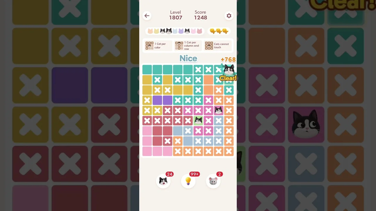Meowdoku Level 1807 board layout