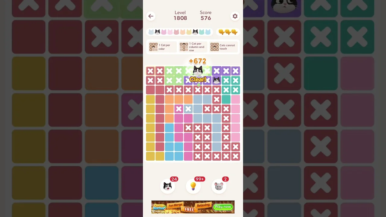 Meowdoku Level 1808 board layout