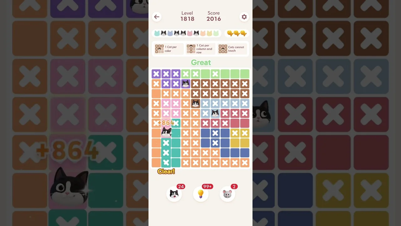 Meowdoku Level 1818 board layout