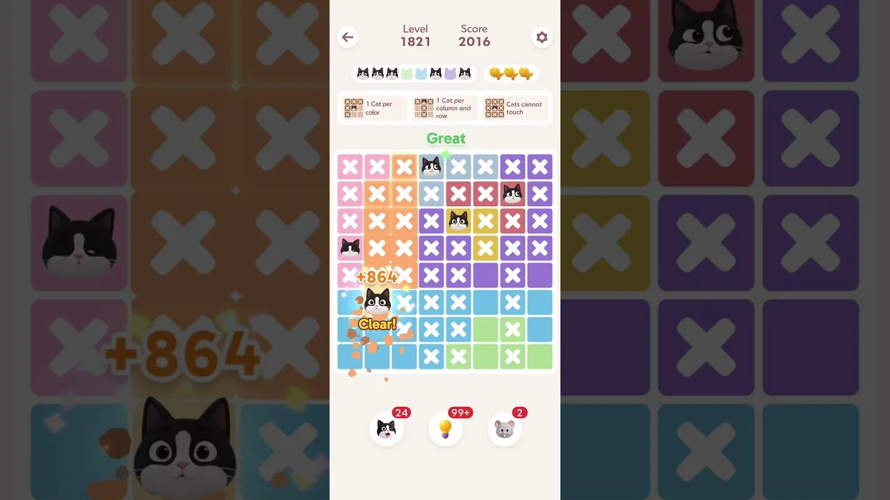 Meowdoku Level 1821 board layout