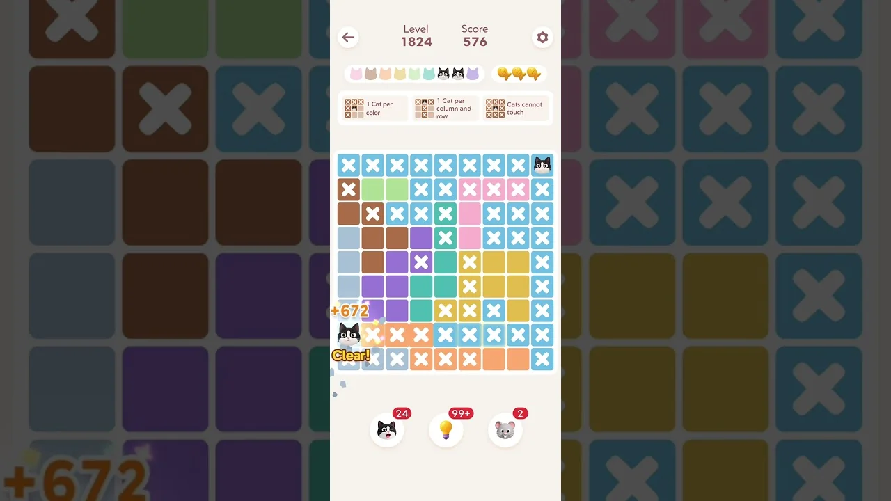 Meowdoku Level 1824 board