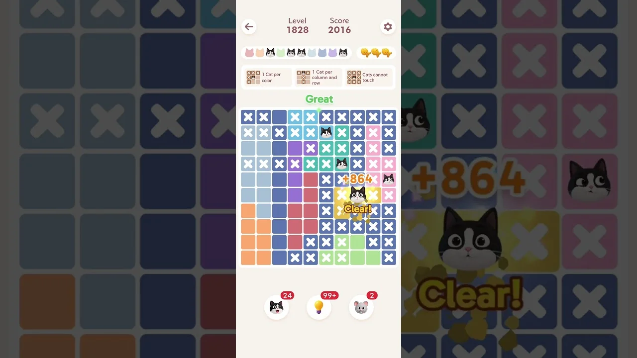 Meowdoku Level 1828 board layout