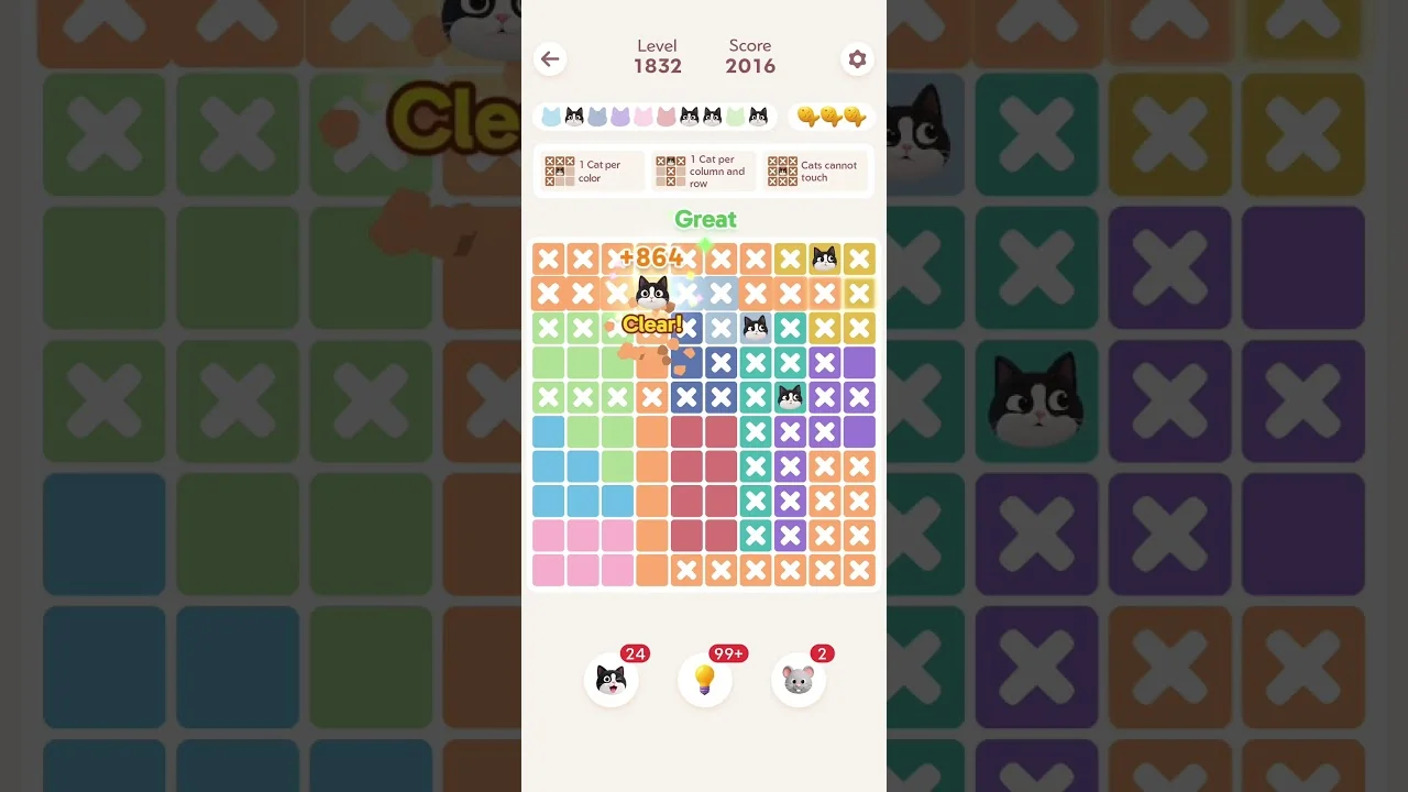 Meowdoku Level 1832 board layout