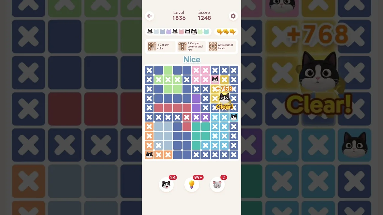 Meowdoku Level 1836 board layout