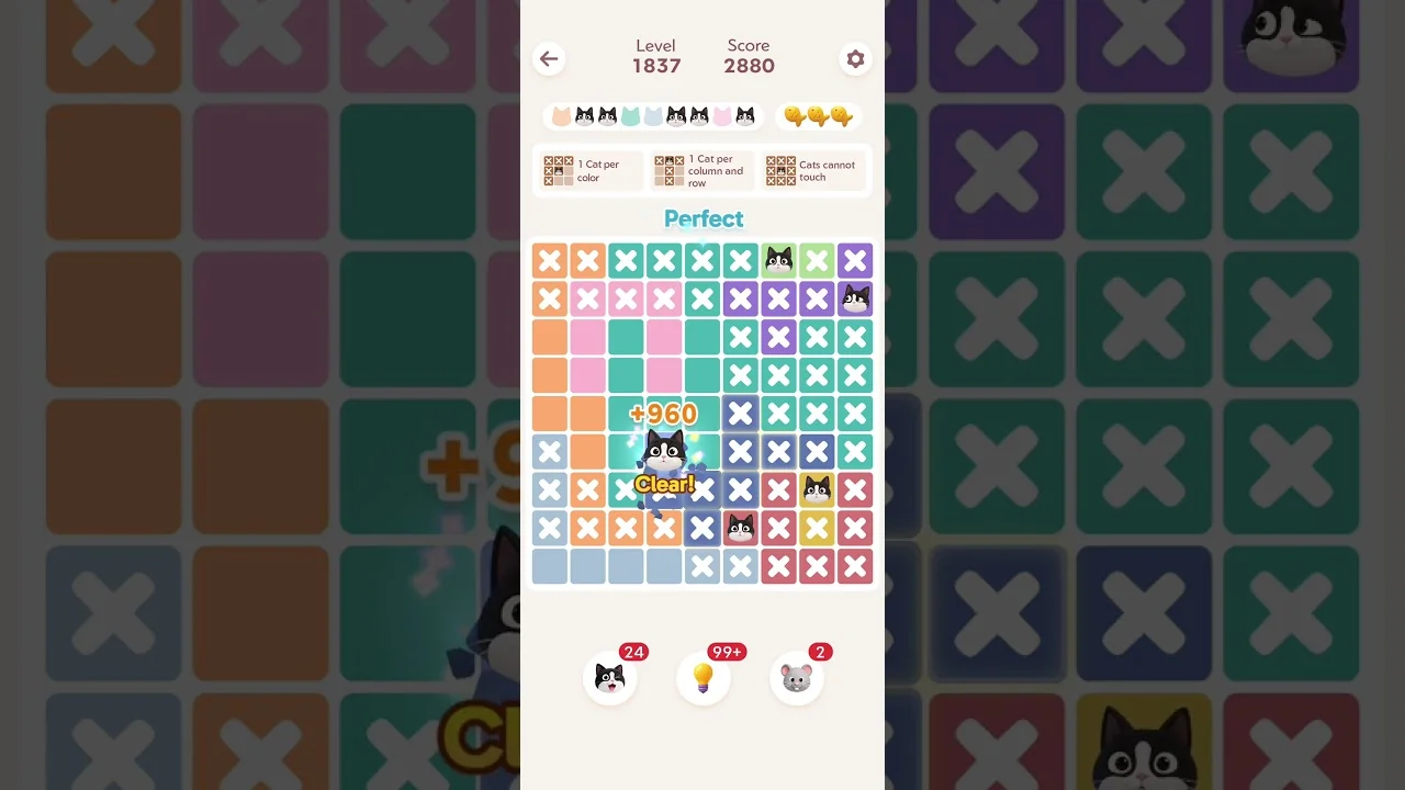 Meowdoku Level 1837 board layout