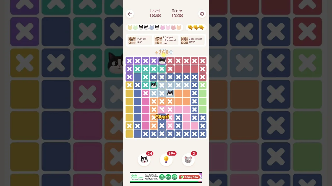 Meowdoku Level 1838 board layout