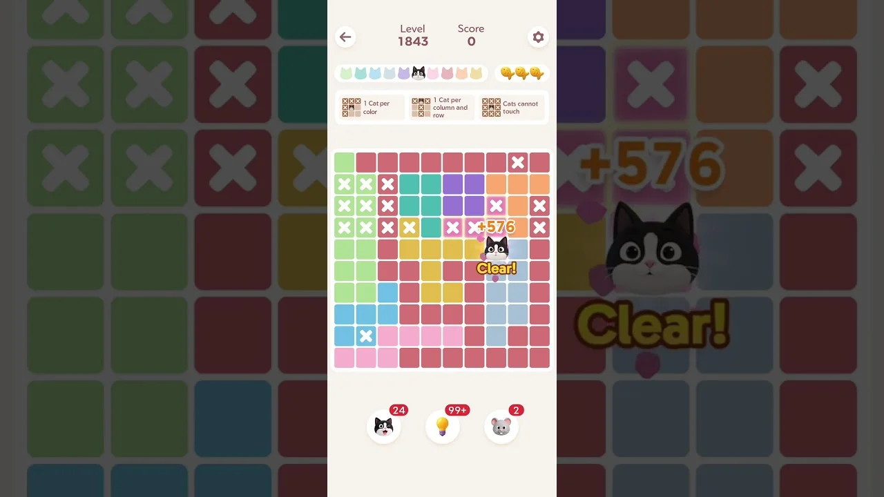 Meowdoku Level 1843 board