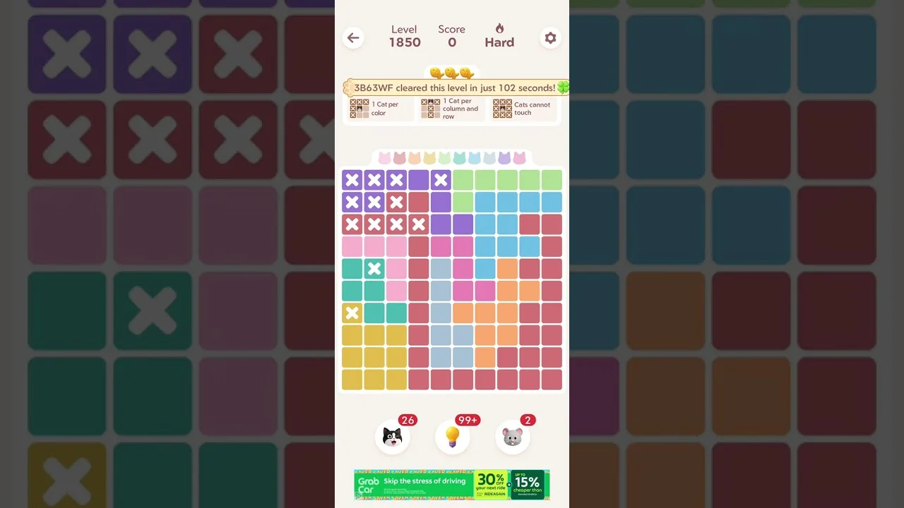 Meowdoku Level 1850 board layout