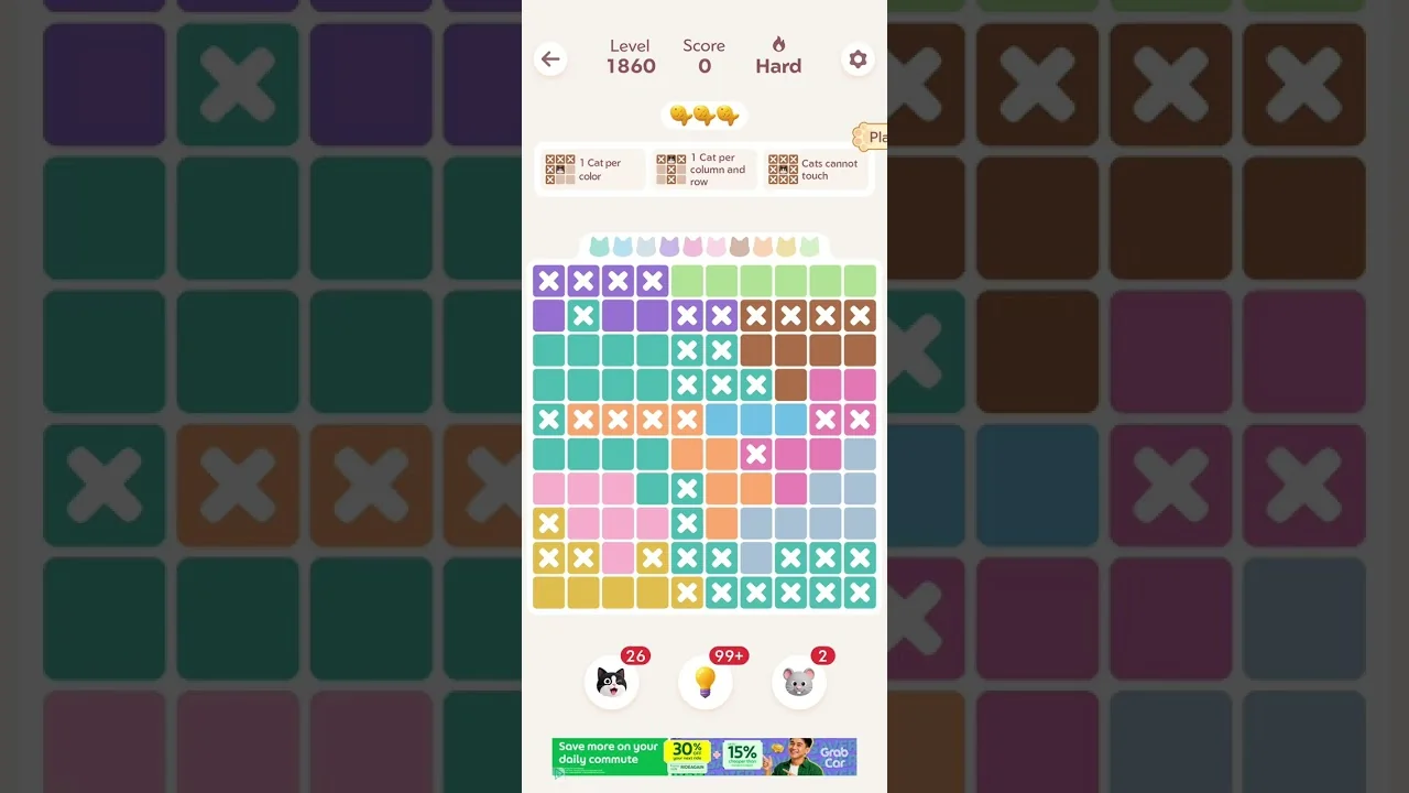 Meowdoku Level 1860 board