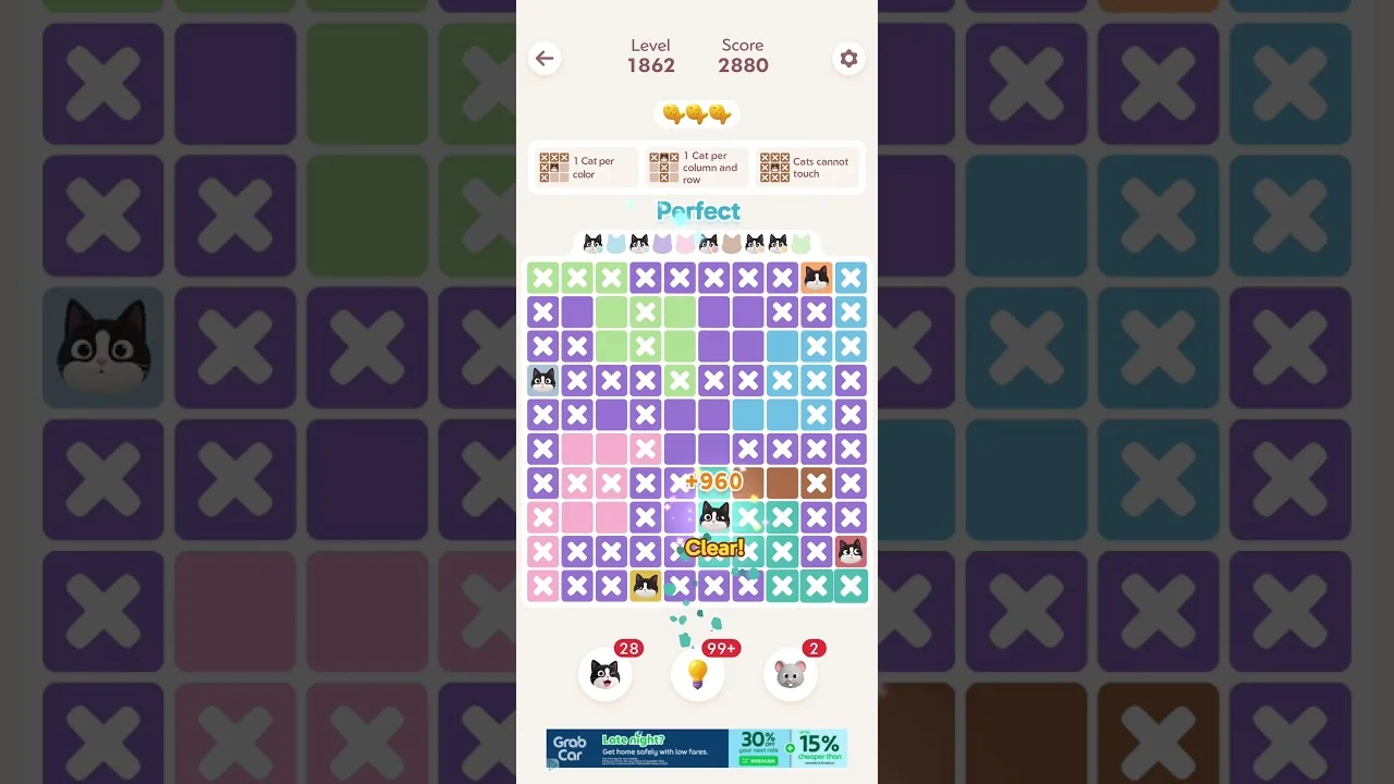 Meowdoku Level 1862 board