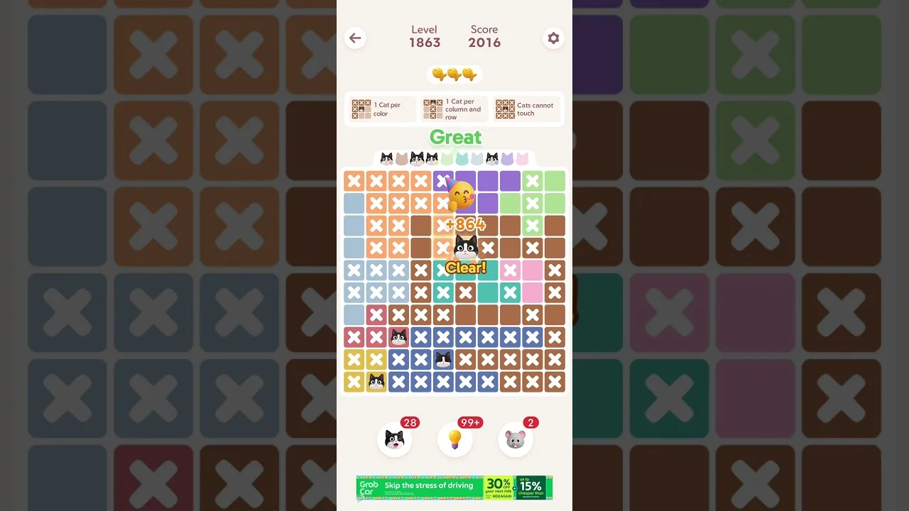 Meowdoku Level 1863 board