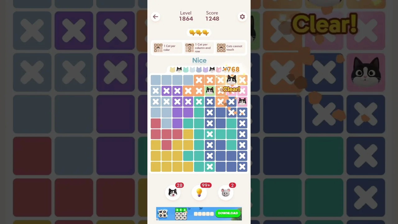 Meowdoku Level 1864 board