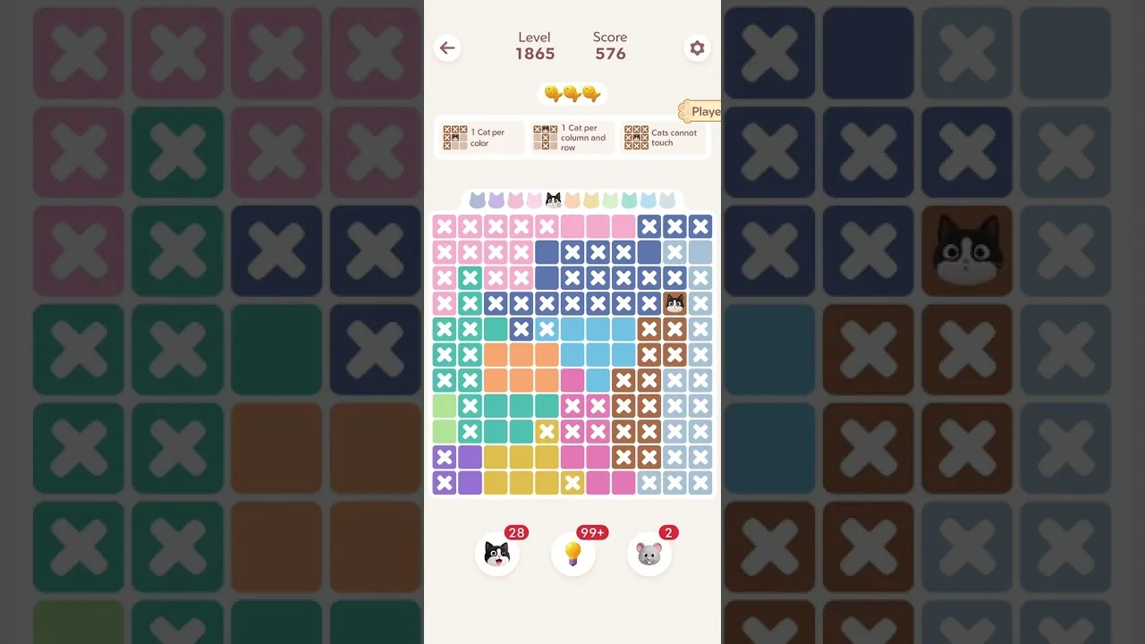 Meowdoku Level 1865 board