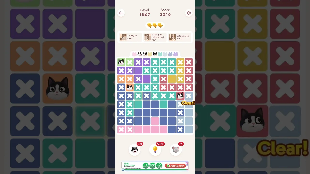 Meowdoku Level 1867 board