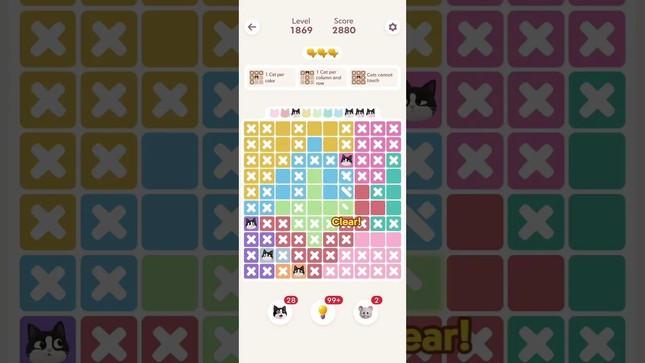 Meowdoku Level 1869 board