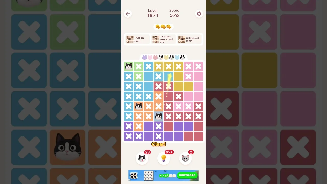 Meowdoku Level 1871 board