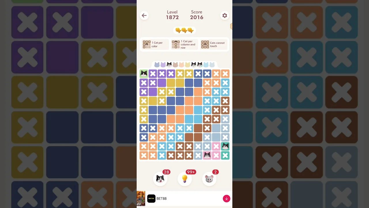 Meowdoku Level 1872 board