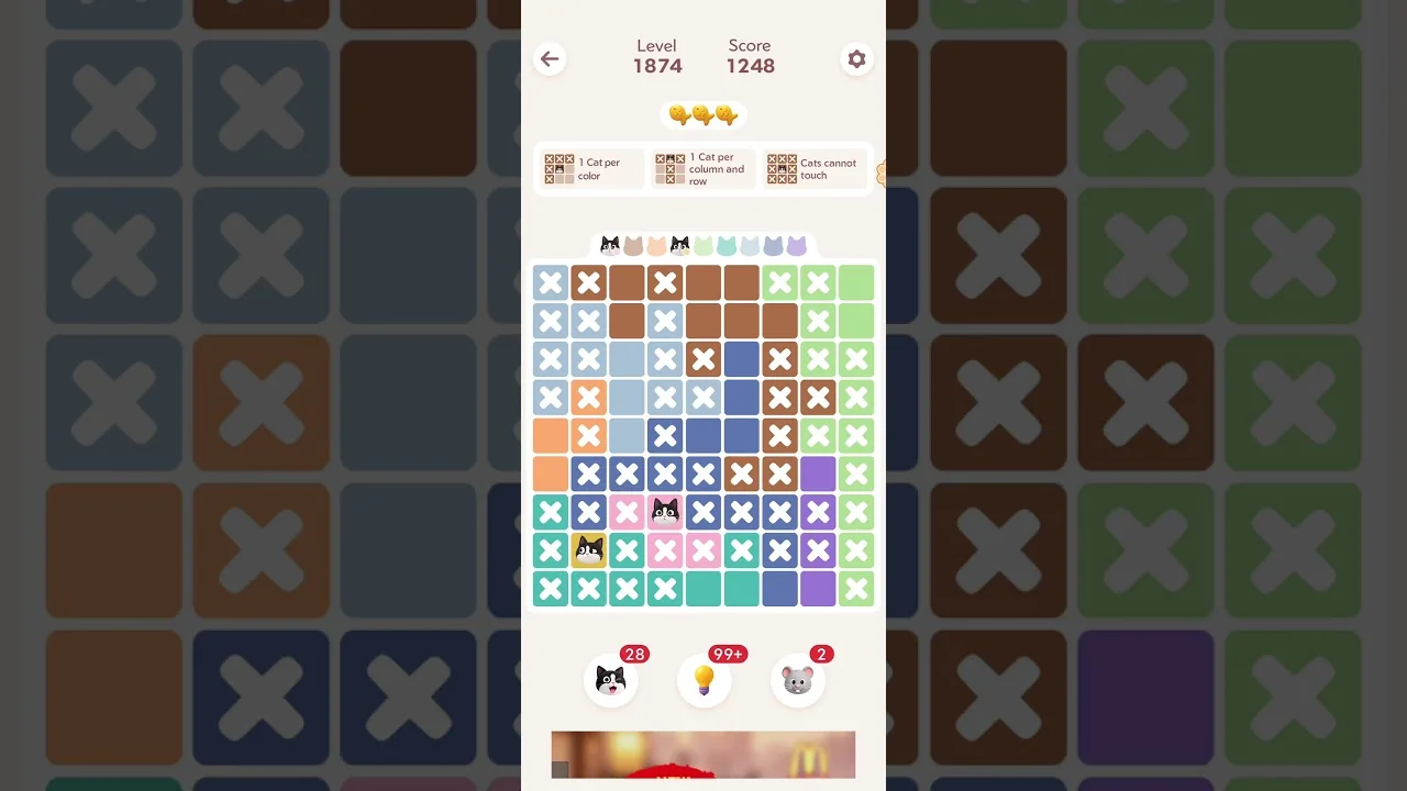 Meowdoku Level 1874 board