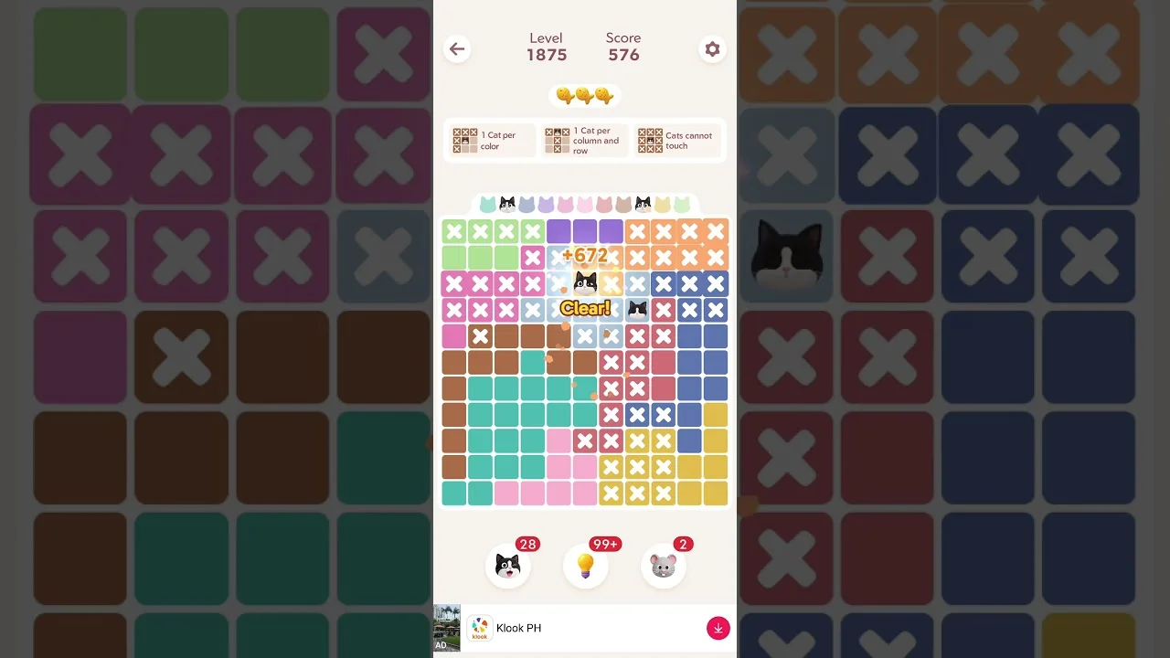 Meowdoku Level 1875 board