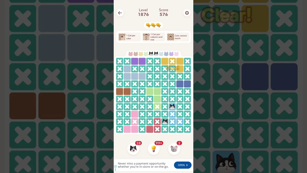 Meowdoku Level 1876 board