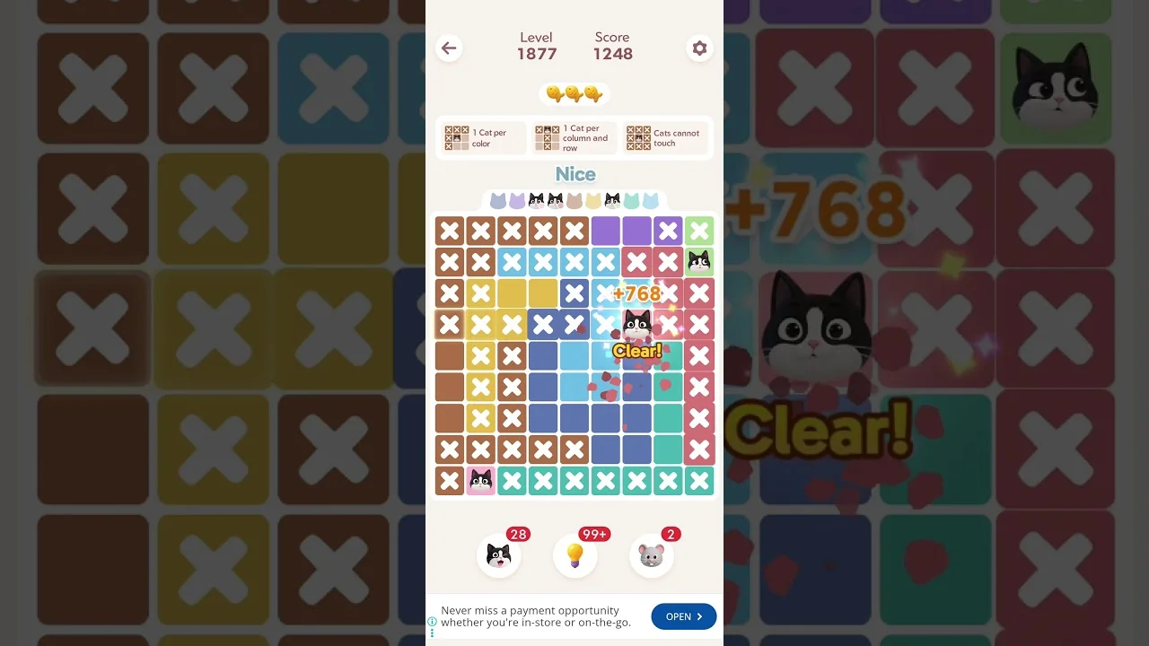 Meowdoku Level 1877 board