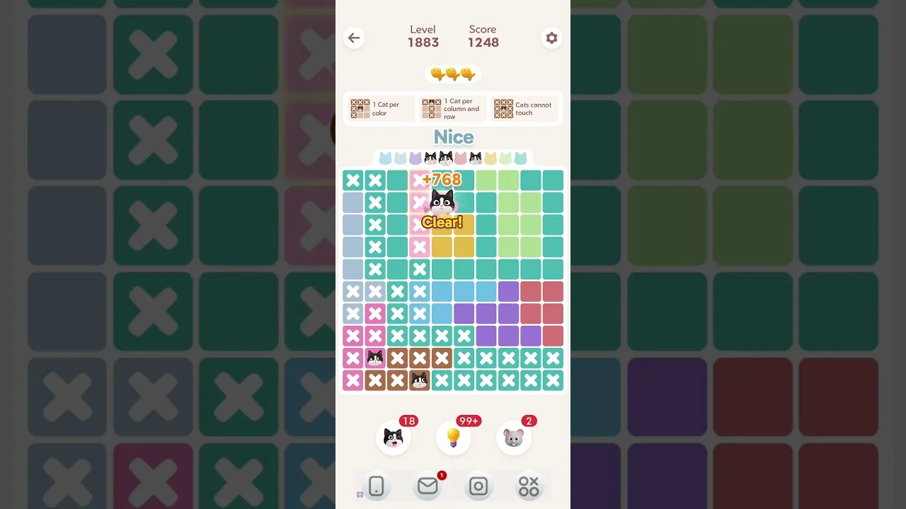 Meowdoku Level 1883 board