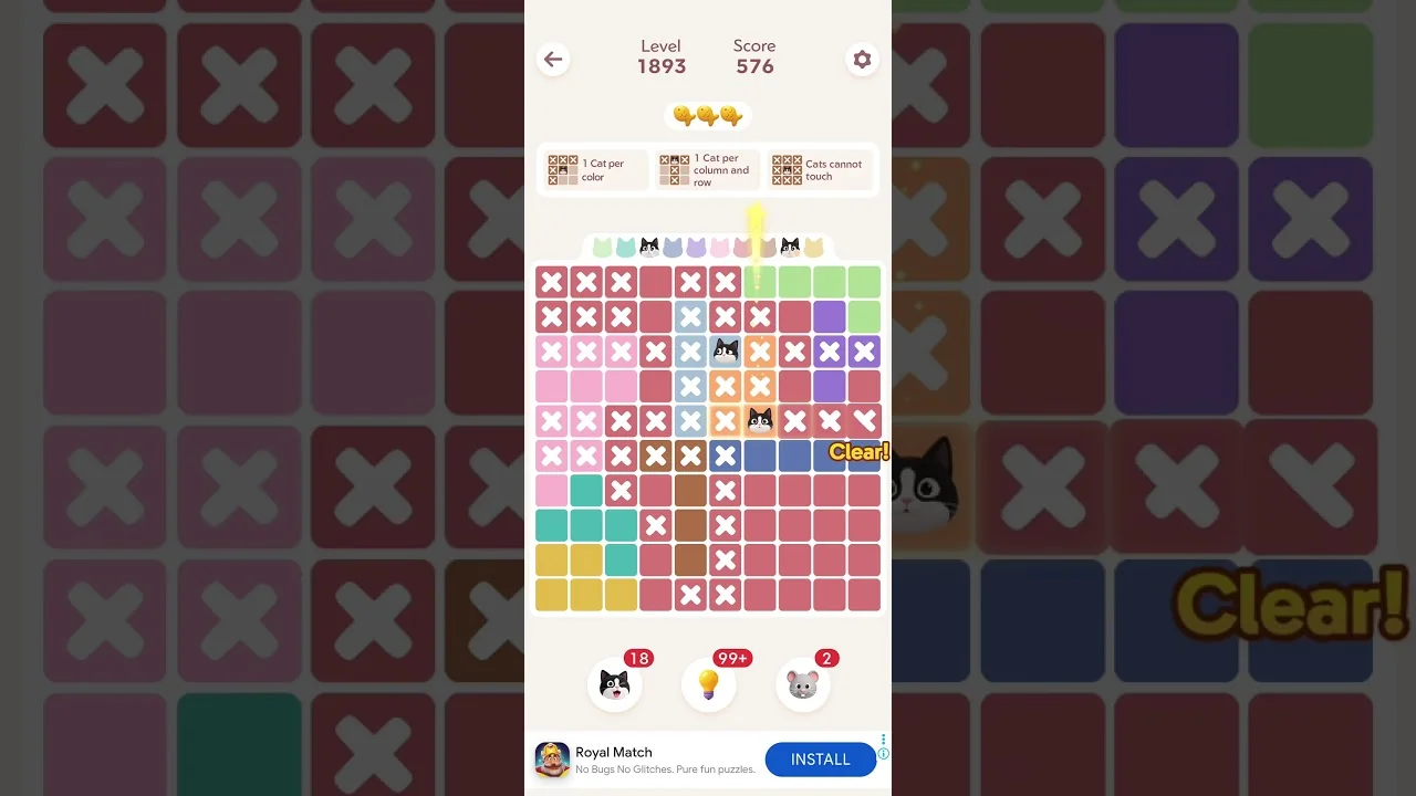 Meowdoku Level 1893 board
