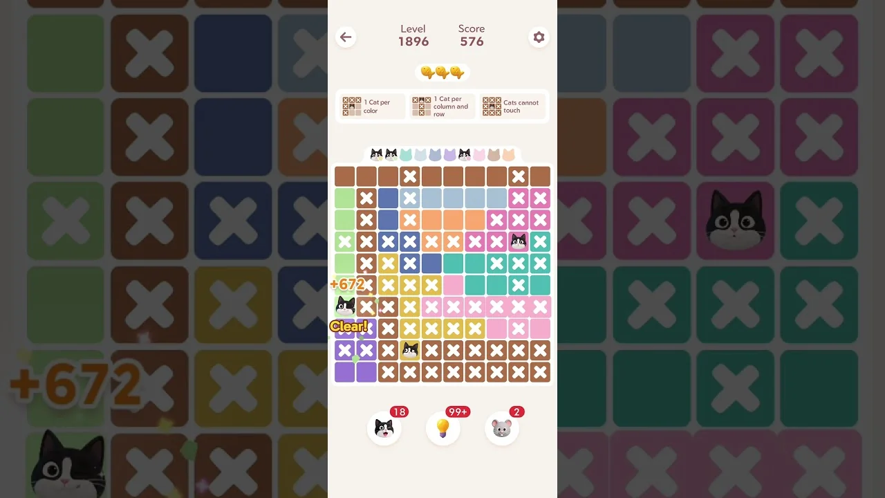 Meowdoku Level 1896 board
