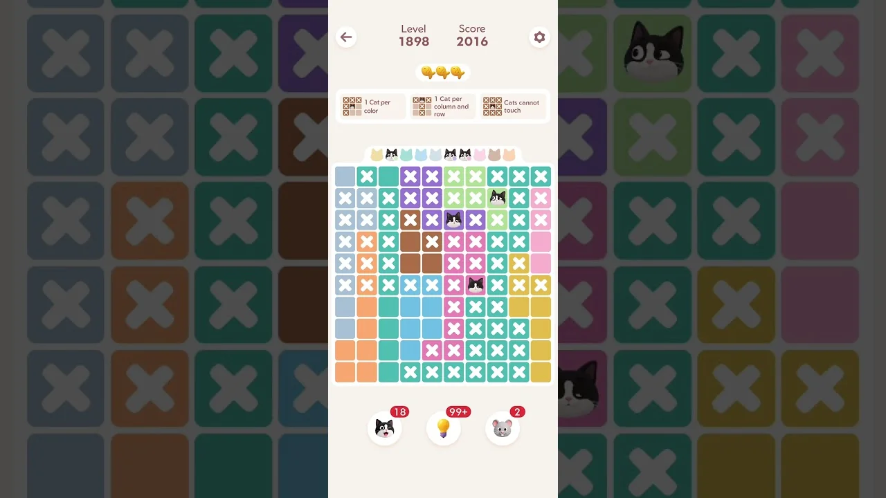 Meowdoku Level 1898 board