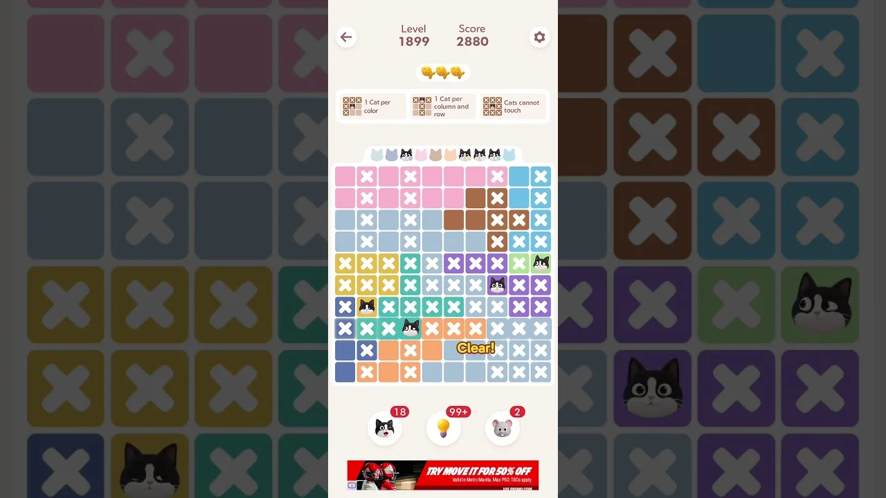 Meowdoku Level 1899 board