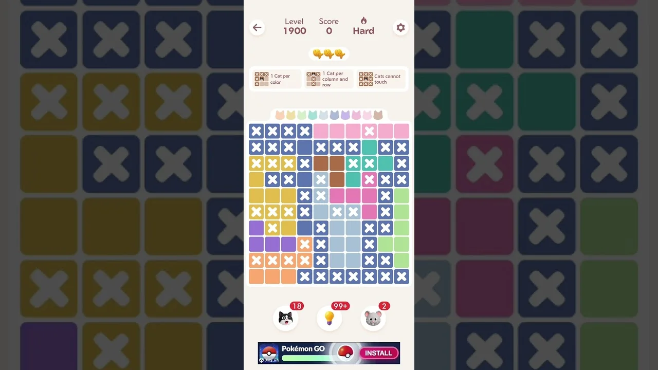 Meowdoku Level 1900 board