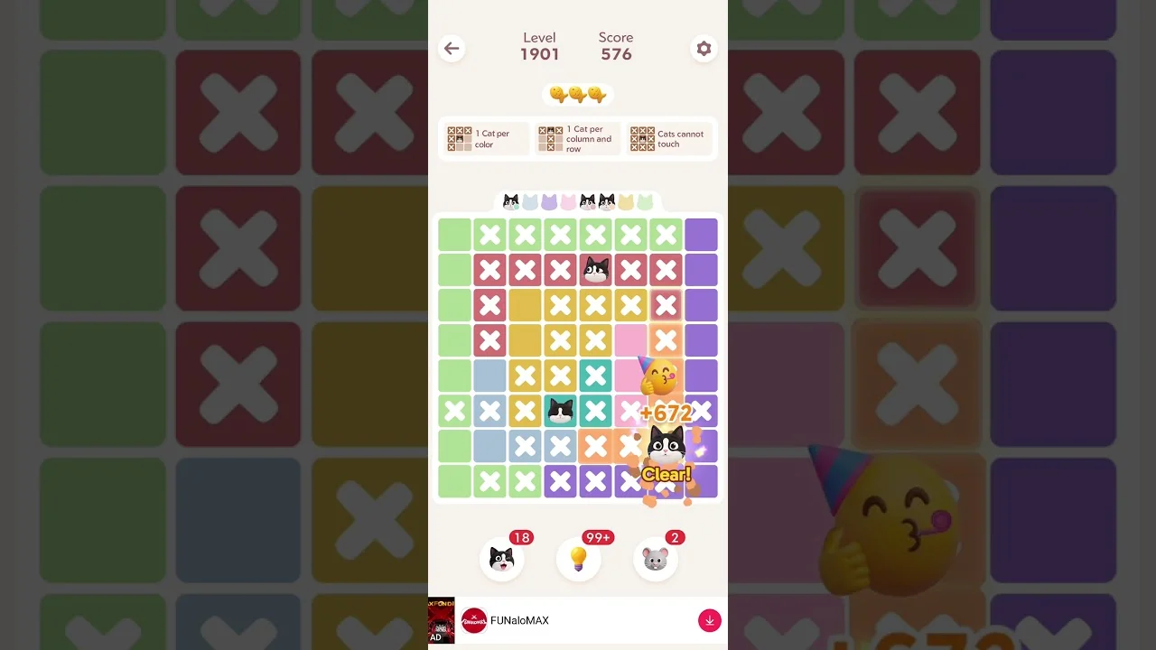 Meowdoku Level 1901 board