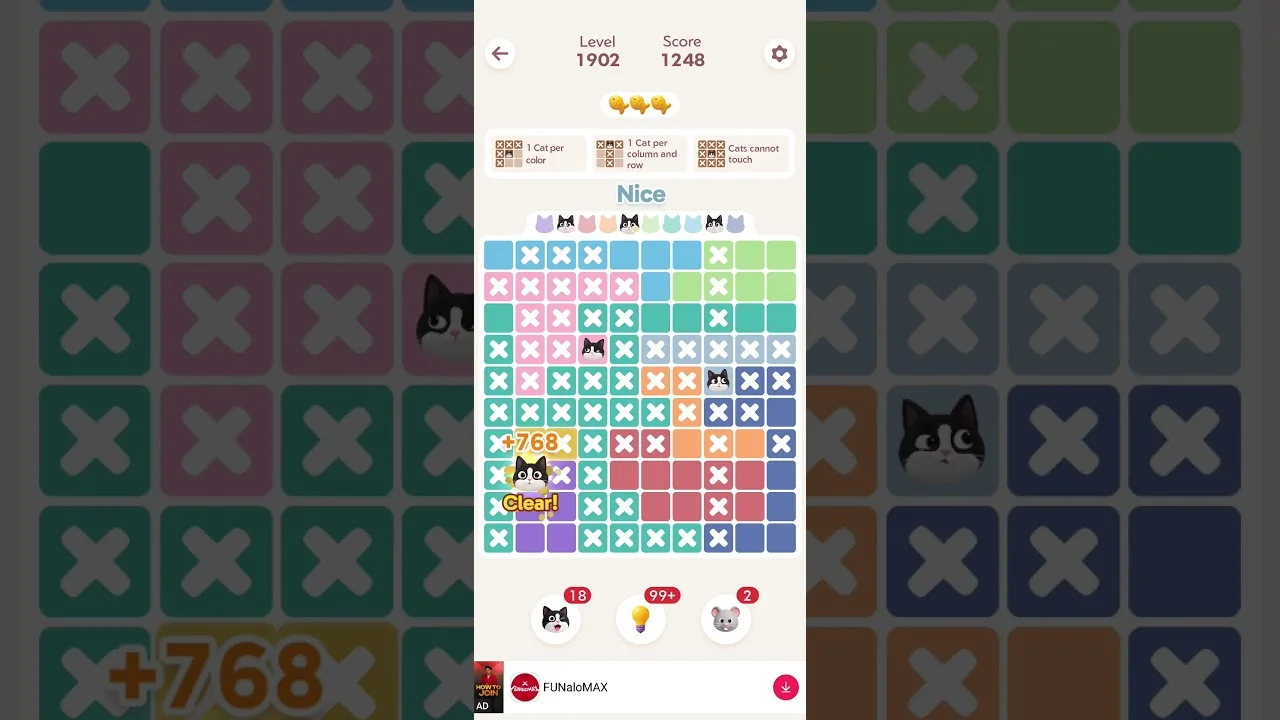 Meowdoku Level 1902 board