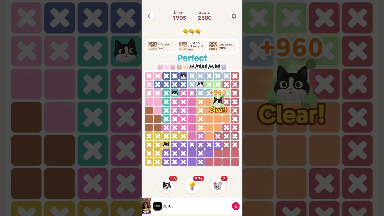 Meowdoku Level 1905 board
