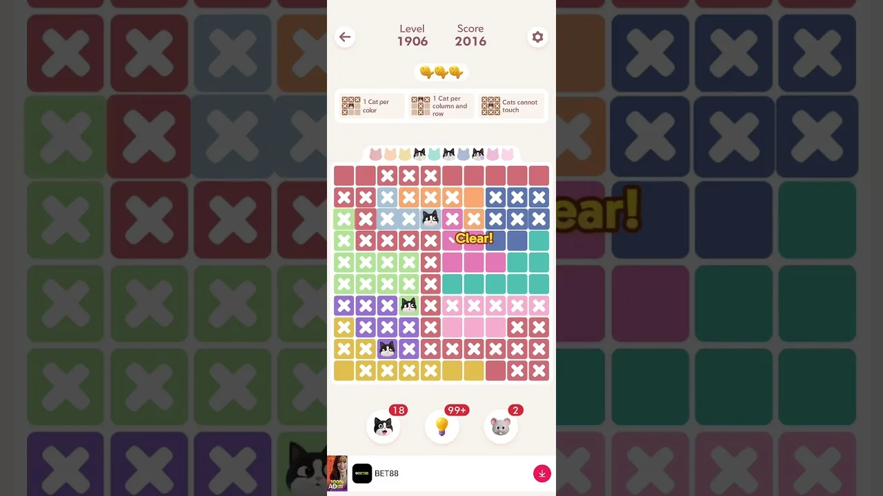 Meowdoku Level 1906 board