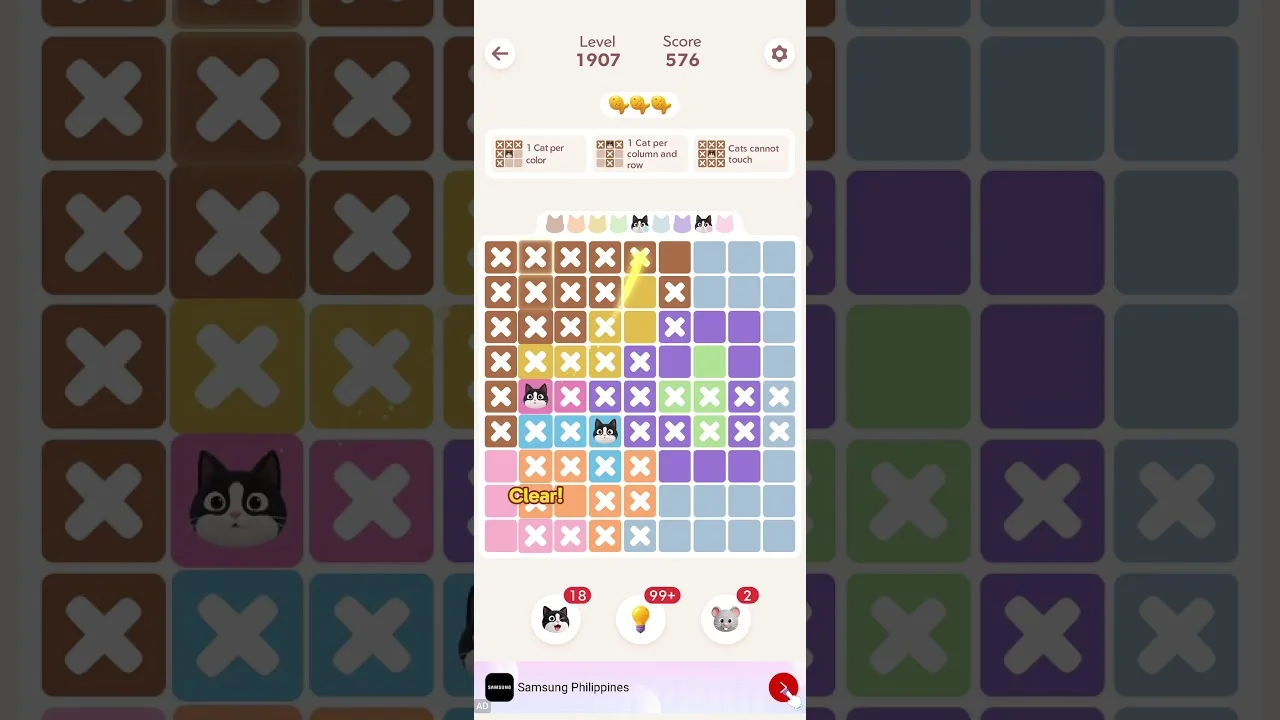 Meowdoku Level 1907 board