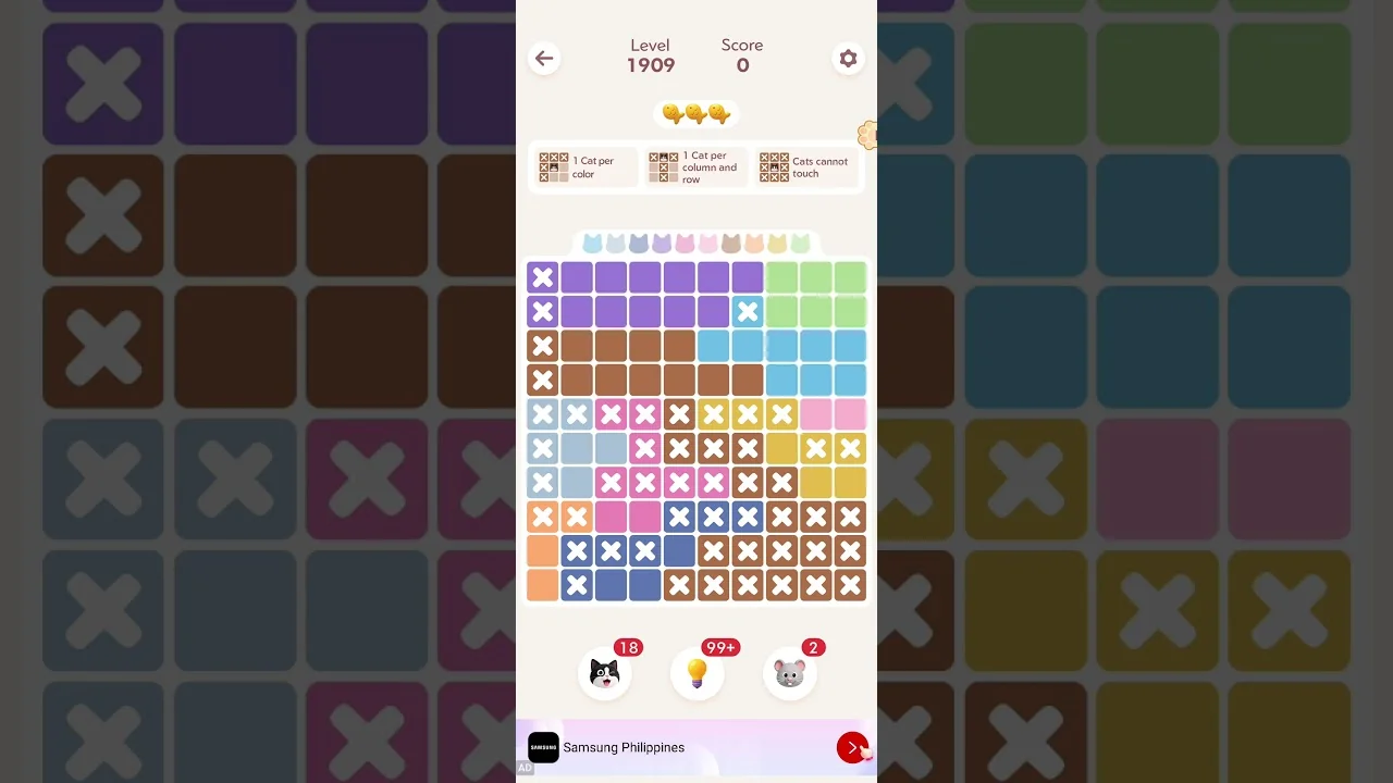 Meowdoku Level 1909 board