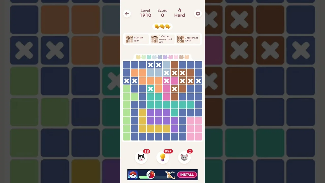 Meowdoku Level 1910 board
