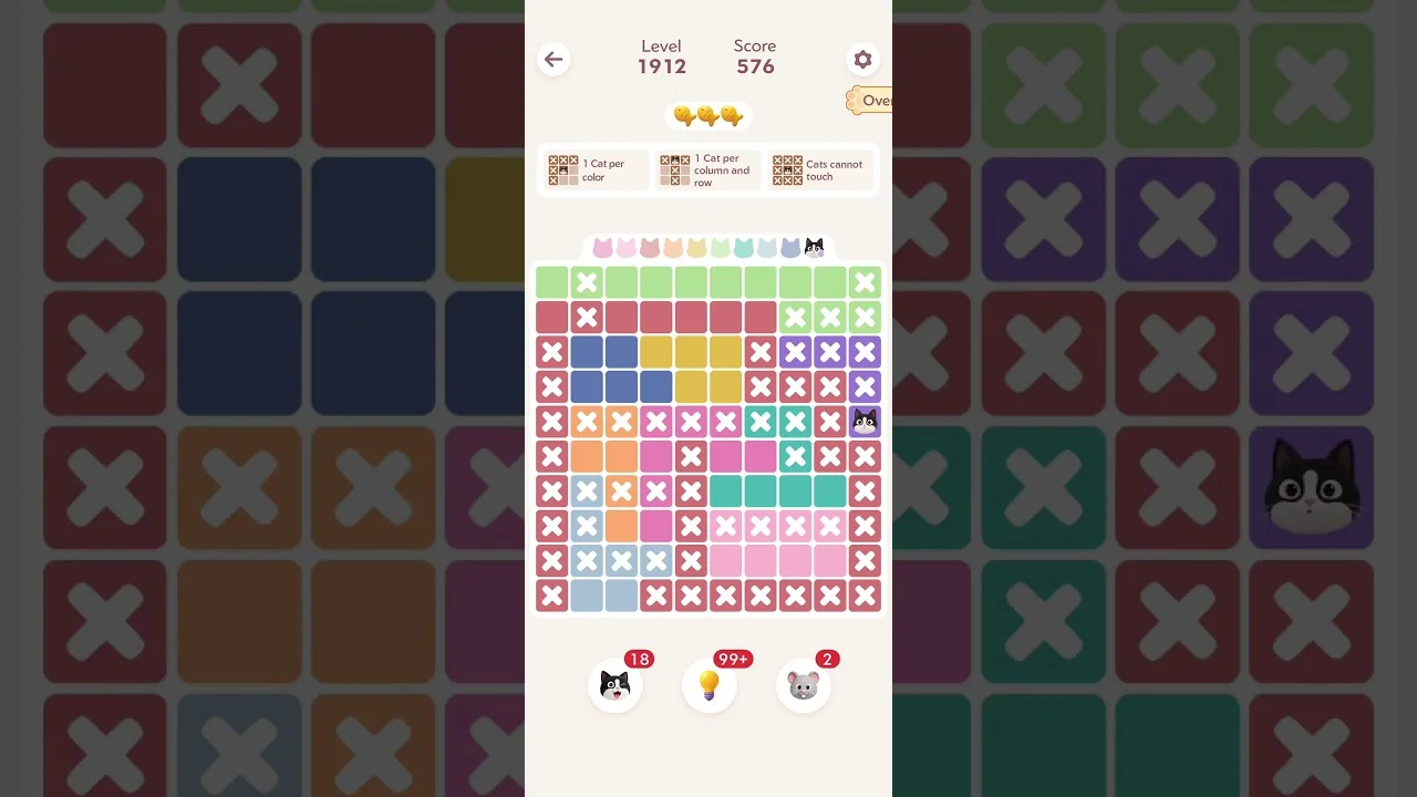Meowdoku Level 1912 board