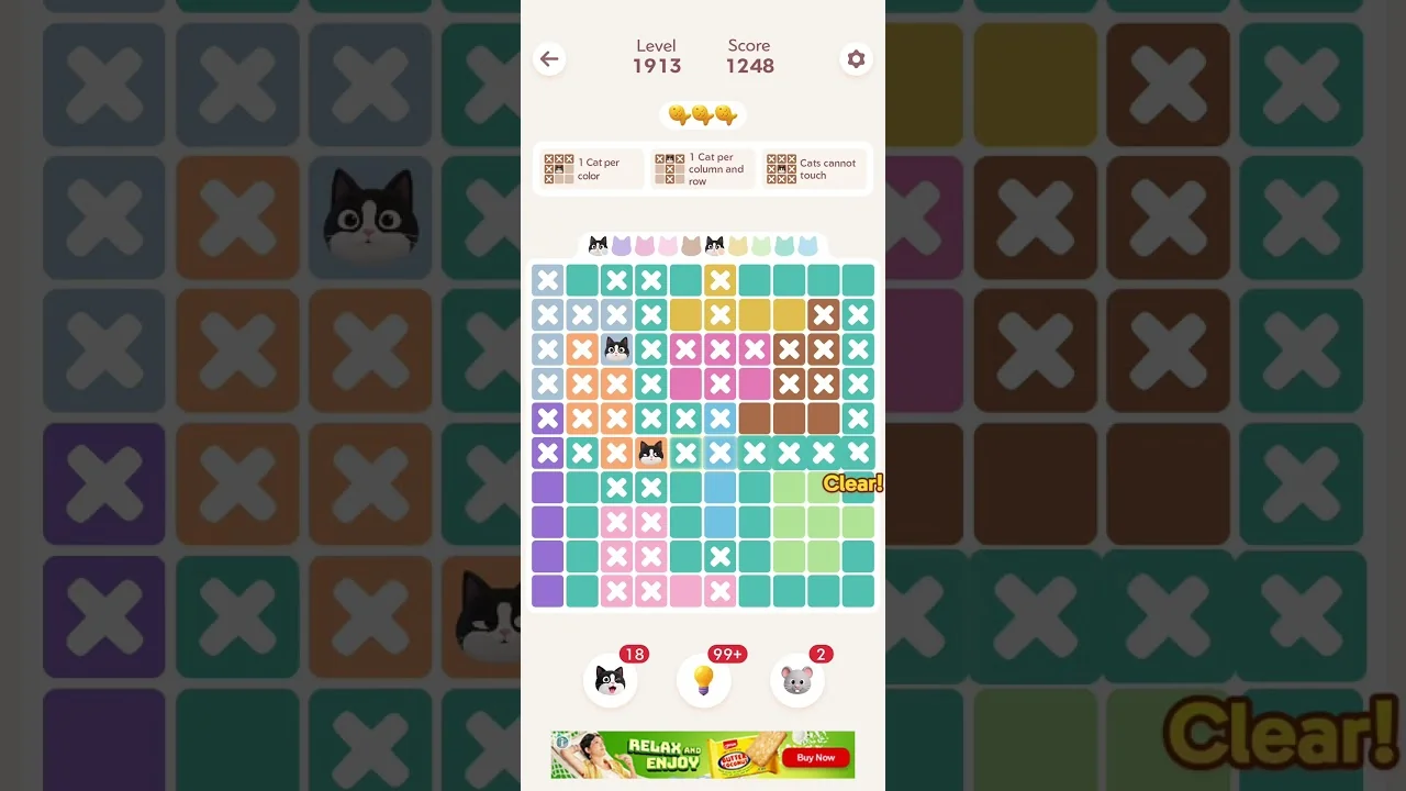 Meowdoku Level 1913 board