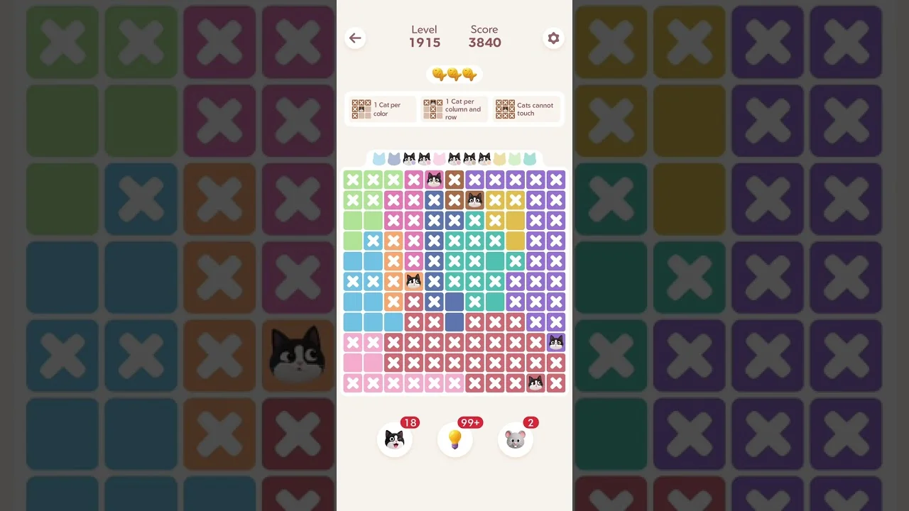 Meowdoku Level 1915 board